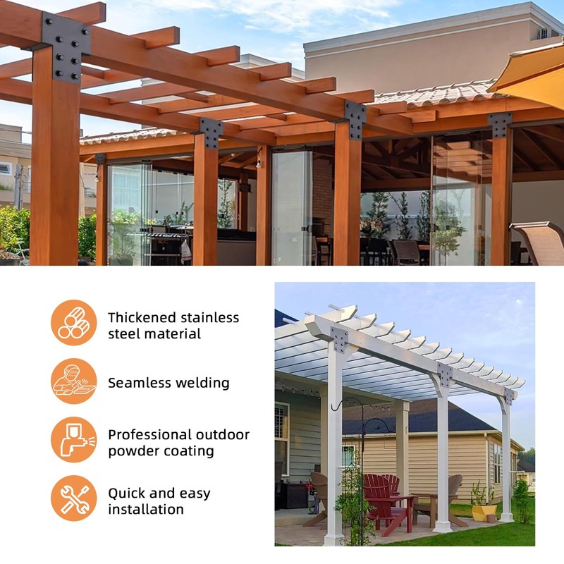 Fepinc 4x4 Post Cap Tie Bracket, (Actual 3.5"x3.5") Wood Gazebo