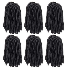 6 Packs Spring Twist Braiding Hair Spring Twists Bomb Twist Hair Synthetic Fiber Fluffy Twist Crochet Braids Low Temperature Twist Crochet Hair for Women Braiding Hair(8inch,1B)