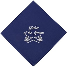 Father of the Groom Embroidered Handkerchief Father in law Wedding Gift from New Daughter Hankerchief Parent Wedding Gift (Navy blue, Father of the Groom)