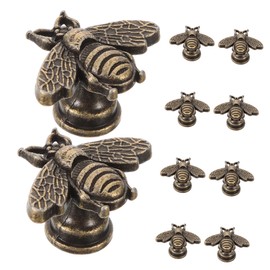 DOITOOL 10Pcs Vintage Gold Cabinet Knobs Decorative Metal Bee Shape Knobs Pull Handle Antique Dresser Knobs