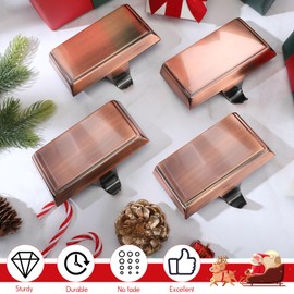Yaocom Christmas Stocking Holders for Mantle Metal Stocking Hangers Weighted Stocking Hooks DIY Bronze Stocking Holders Holiday Fireplace Stand Holder for Xmas Party Decoration (4 Pcs)