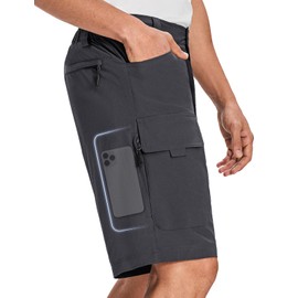 Moosehill Mens Cargo Hiking Shorts Lightweight Water Resistant for Casual Golf Work Tactical Fishing with 6 Pockets(Dark Grey, 34)