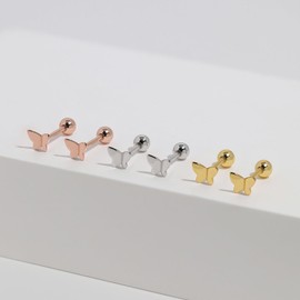 Meissa Ball Screw Back Earrings for Kids Teen Girls Daughter Butterfly Sleep Earrings Hypoallergenic Studs Pure Silver Ball Back Studs (Gold)