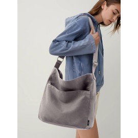 KALIDI Canvas Tote Bag Large Hobo Crossbody Shoulder Handbag Zipper Messenger Bag for Women or Men Casual College Work