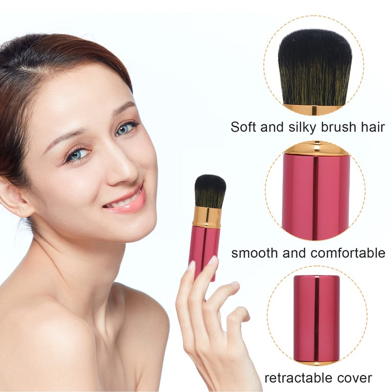 Pack of 2 Retractable Makeup Brushes, Portable Blush Brush, Liquid