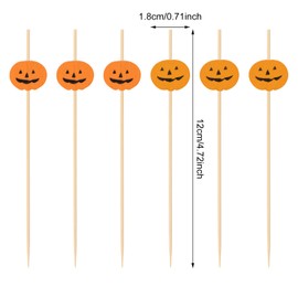 Honbay 100PCS Fall Pumpkin Bamboo Cocktail Picks Fruit Hamburger Toothpicks Cupcake Toppers Sandwich Appetizer Decorative Skewers Drink Garnish Holiday Birthday Autumn Theme Party Decoration Stick (C)