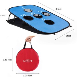 G4Free Portable Collapsible 5 Holes Cornhole Game Set with 8 Bean Bags Toss Game Size 3ft x 2ft for Camping Travel A-Red Blue