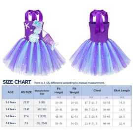 Topney Little Mermaid Tutu Dress for Girls - Princess Mermaid Ariel Costume with Headband,Bag,Necklace, Earring, Bracelet Purple 7-8 Years