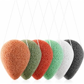 Paquete de 6 esponjas faciales Konjac naturales, esponjas faciales Konjac de 6 colores findTop para una limpieza y exfoliación facial suave