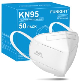 Funight KN95 Face Mask 5-Ply Breathable Filter Efficiency≥95% Protective Cup Dust Disposable Masks Against PM2.5 White 50 Pack