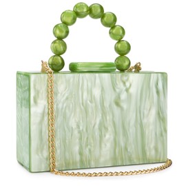 Buric Women Acrylic Clutch Purse Leopard Print Evening Bag Chain Formal Handbag Party Bridal Wedding Clutch Purse for Women, Light Green