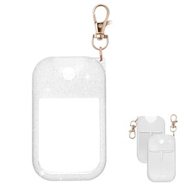 Palksky Hand Sanitizer Spray Case for Touchland,Protective Case with Keychain for Power Mist and Glow Mist 1 fl oz(Glitter Sequin White), Travel Size