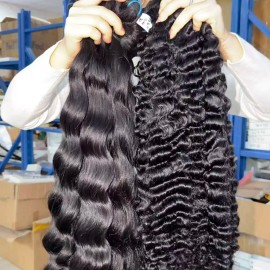 Cuticle Aligned Real Hair Weft Vietnamese Burmese Curly Hair Crochet Hair Human Hair Weave Bundles Extension Filipino Raw Hairstyle: burmese curly, color: natual color, Stretched Length: 24 Inches