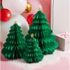 3 Green Christmas Tree Honeycomb Decorations, Pop Up Paper Christmas