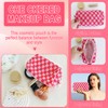 ZLFSRQ 6Pcs Checkered Makeup Bag for Women Pink Medium Travel