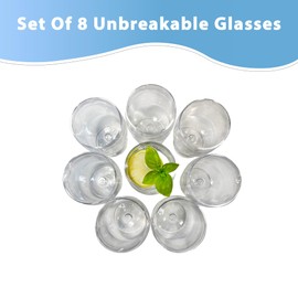 Lily's Home Set of 8 Unbreakable Poolside 12 oz Acrylic Plastic Wine and Water Tumbler Stackable Goblets. Shatterproof Plastic and Ideal for Indoor and Outdoor Use, Reusable. Clear. Made in Taiwan.