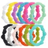 AZYOUNG Womens Thin Love Heart Chain Silicone Wedding Ring 12pcs