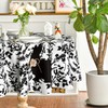 Horaldaily Easter Tablecloth 60×60 Inch Round, Black Grass Easter Flowers