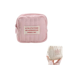 Sunny Glow Cosmetic Pouch, Square Pouch, Small Size, Mini Size, Lightweight, Compact, Cute, Easy to Carry, Travel, Small Items, Organize Small Items (Pink)