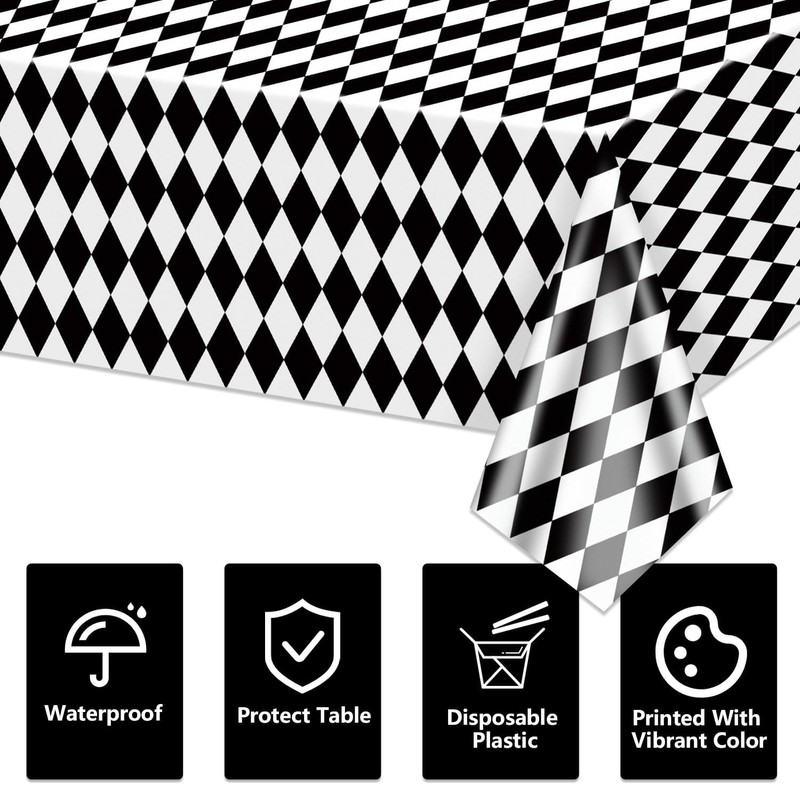 Hegbolke 4 Pack Black and White Checkered Tablecloths, Gingham Table