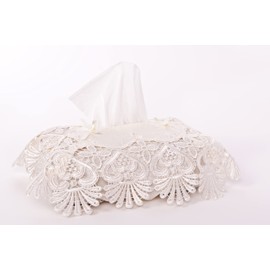Gouchee Home Fancy White Lace Tissue Box Cover Set of 2 Elegant Design