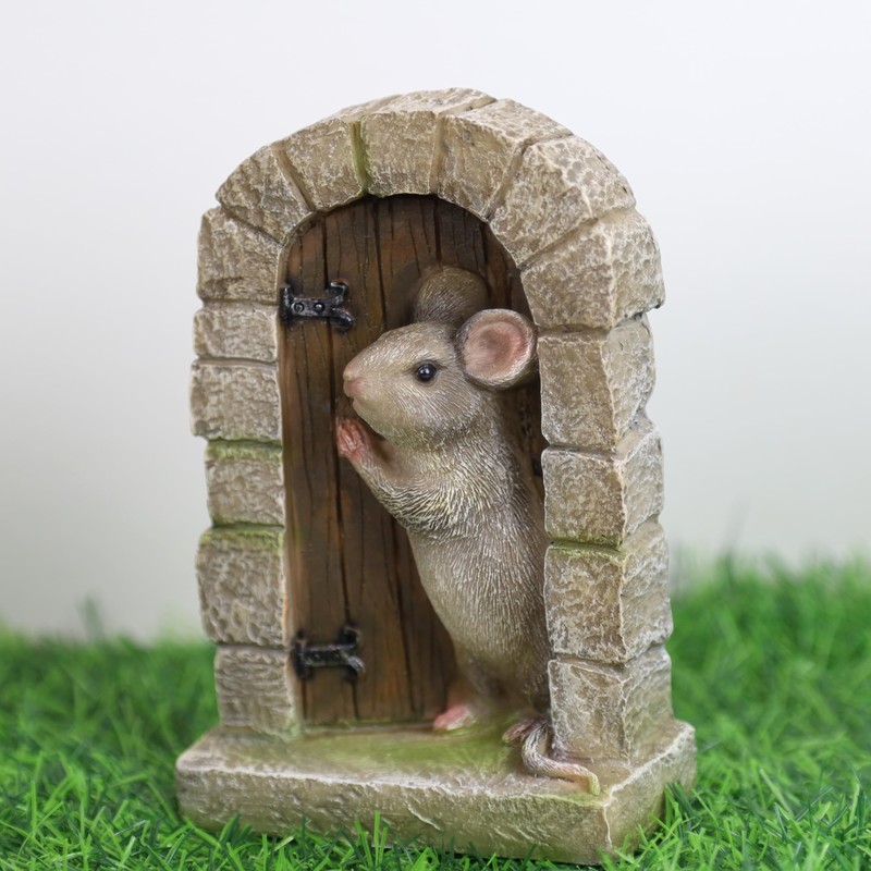 Fyne-Finds Mouse Door Statue Indoor Garden Outdoor Home Tree Animal