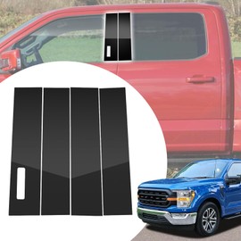 4pcs Glossy Black Exterior Door Window Pillar Posts Molding Cover Panel Trim Stickers Side Door Window Cover Trim Kits for Ford F150 F-150 Raptor 2021 2022 2023 2024 2025 Accessories