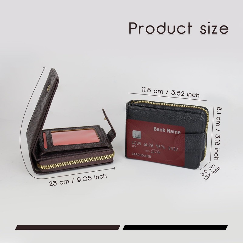 AfitLulu Men's Faux Leather Driving License Wallet with 4 Transparent