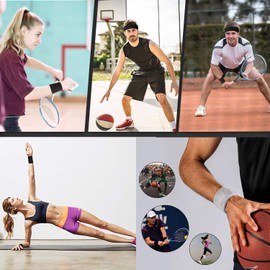 Sweatband Set Wristbands Headbands 3 Pieces Wrist Men Women Sweat Bands for Running Exercise Gym Sports Tennis Basketball Moisture Wicking(Wristbands 3.15 * 3.15 inch)(3PCS-Red)