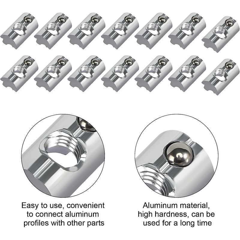 Pack of 20 T-Slot Nuts with Ball Nut 6, M6