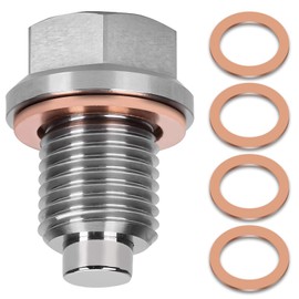 M14x1.5 Magnetic Oil Drain Plug, Stainless Steel and Aluminum Oil Pan Plug with 5PCS Copper Crush Washer Anti Leakage, Oil Pan Drain Fits Most Cars, Motorcycles, Boats