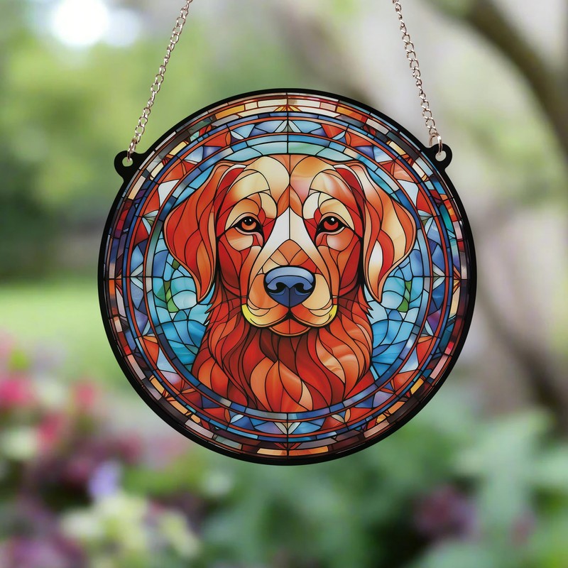 Labrador Fox Red Stained Glass Effect Suncatcher - Garden Gift