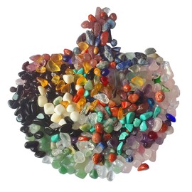 SeeuFun Assorted 6-9mm Undrilled Crystal Stone Tumbled Chips Stone Home Indoor Decorative Gravel,Fluorite,Turquoise, Rose Quartz,Amethyst (0.9pound)