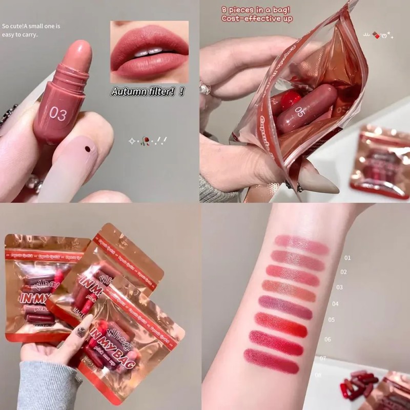 Lápiz Labial Mate De Terciopelo De 8 Colores, Ligero E