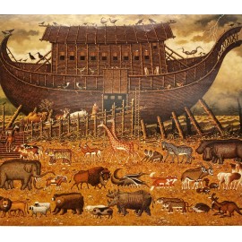 Charles Wysocki "Noah and Friends" New CUSTOM FRAMED Art Americana