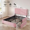 Full Size Upholstered Bed Frame with Headboard & 4 Drawers,