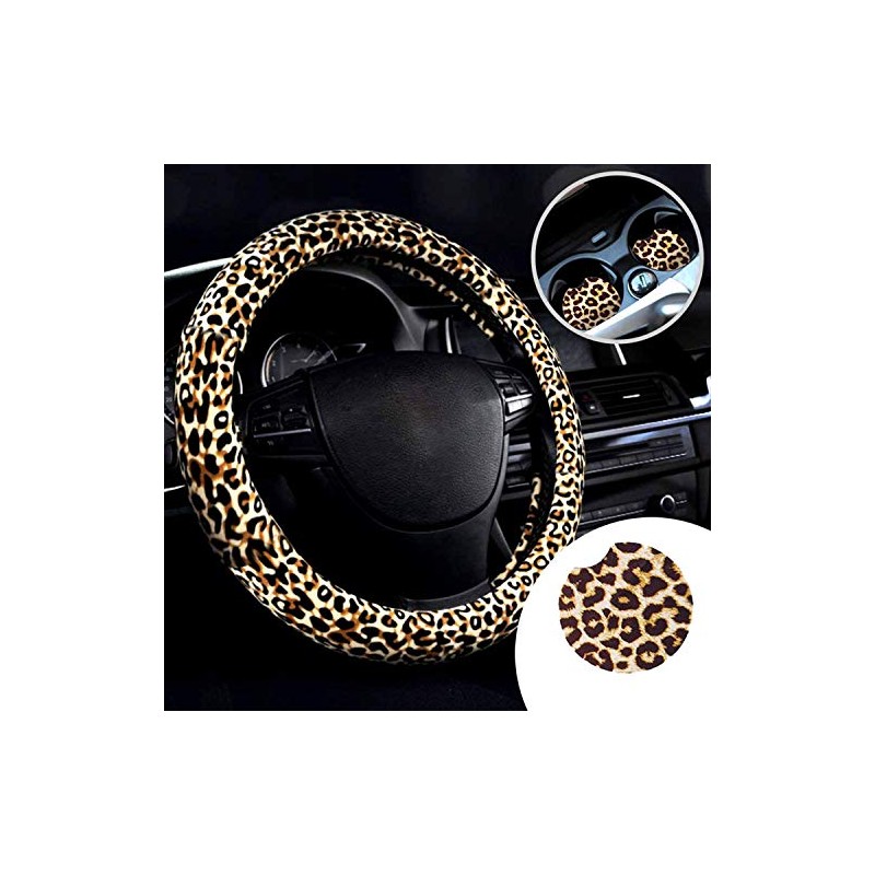 YoMaris Leopard-Printed Steering Wheel Cover for Women, Leopard Steering Wheel