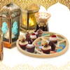 Wooden Eid Cupcake Candy Tray Eid Mubarak Moon Star Plates