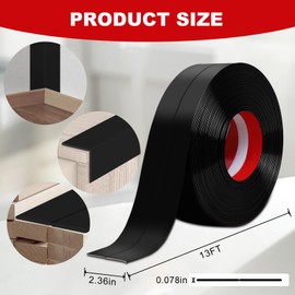 DGSL Peel and Stick Molding Strip, 2.36 in x 13 Ft Wall Corner Protectors Crown Molding Peel and Stick Strip, Self Adhesive Molding for Walls Edge Corner Ceiling, Black