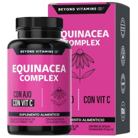 Beyond Vitamins  Equinacea Complex con Ajo y Vitamina C  Betaglucanos Funcionales con Quercetina, Aguaje y Zinc  Cápsulas vegetales VCaps - 60 caps   