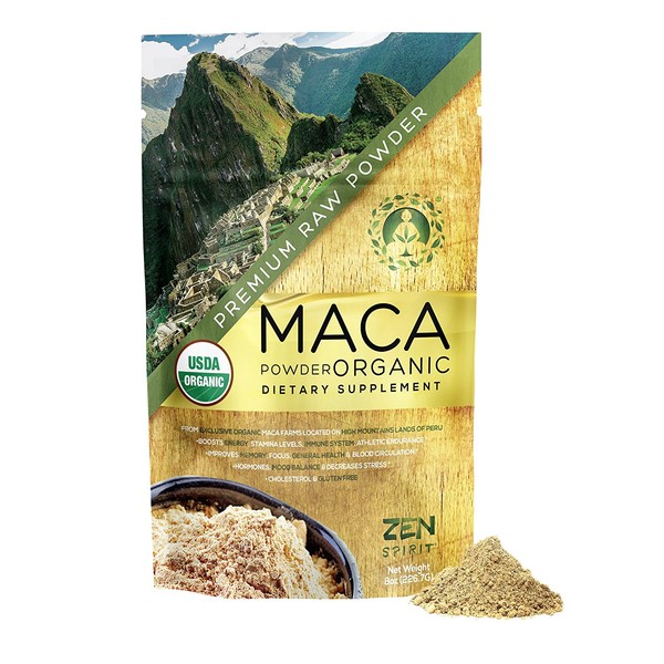 Maca Root Powder Organic - Peruvian Root Premium Grade Superfood (Raw) - USDA & Vegan Certified - 226.7g (8oz) - Perfect for Breakfast, Smoothies, Baking & Ice Cream.