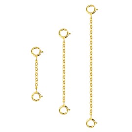 ALEXCRAFT Pack of 3 chain extensions, gold, silver, 14 carat gold plated extension chain, necklace, anklet bracelet, extension chain for women and men, jewellery making, 123/246 inches, 1