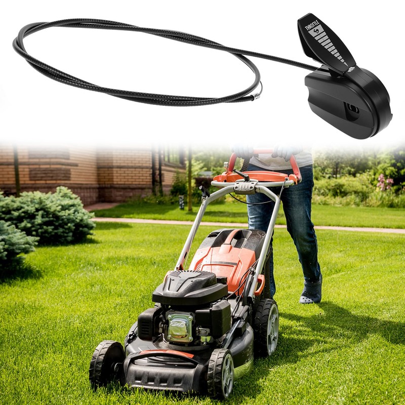 QWORK® 165cm 65inch Lawn Mower Throttle Cable, Choke Lever, Compatible