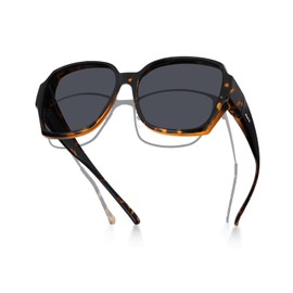 Meeloog Polarised Over Glasses Sunglasses for Men and Women, UV400 Protection Sunglasses, Square Oversized Glasses for Driving DEMST2106 (D1 Tortoiseshell Frame/Grey Lens)