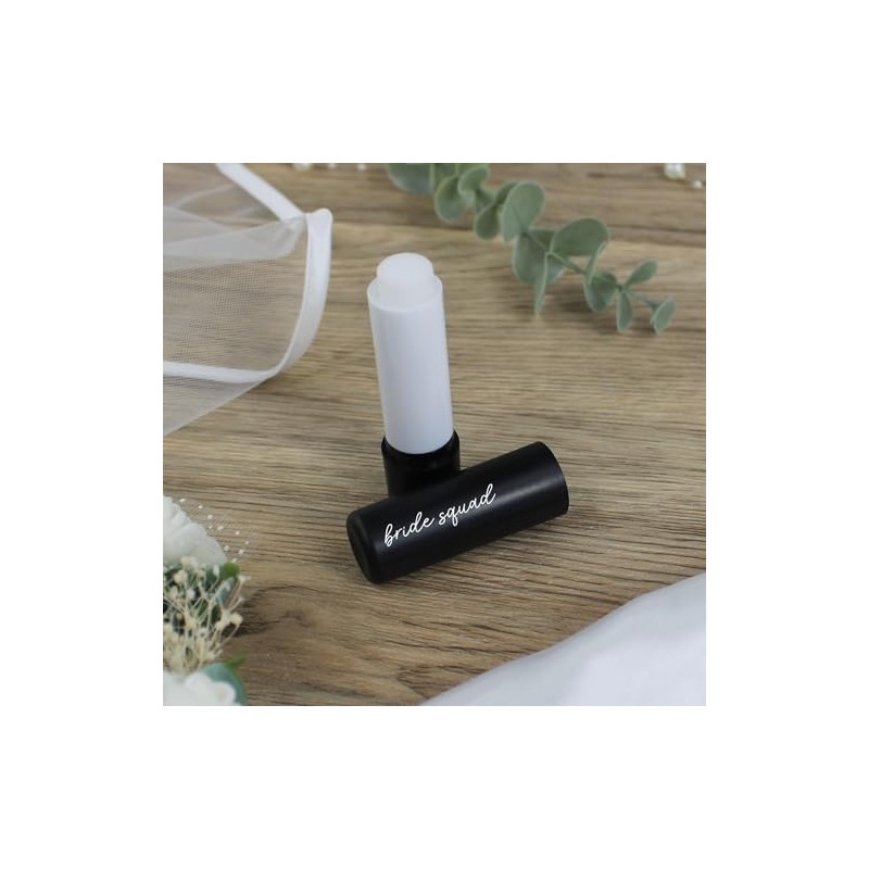 eBuyGB Black Bride Squad Lip Balm, Hen Party Lip Balms,