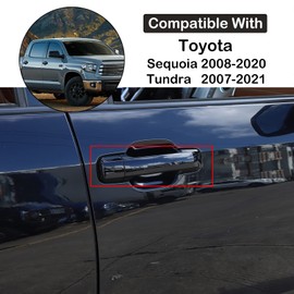 Aunginsy Exterior Door Handle Trim Covers Compatible with Toyota Tundra 2007-2021 & Sequoia 2008-2020 Car Front Rear Door Handle Cover Outside Door Handle Outer Covers Protector Shell ABS Accessories