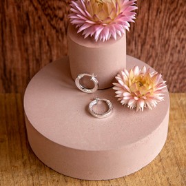 Tuscany Silver Women's Sterling Silver 15.5 mm Patterned Hoop Earrings