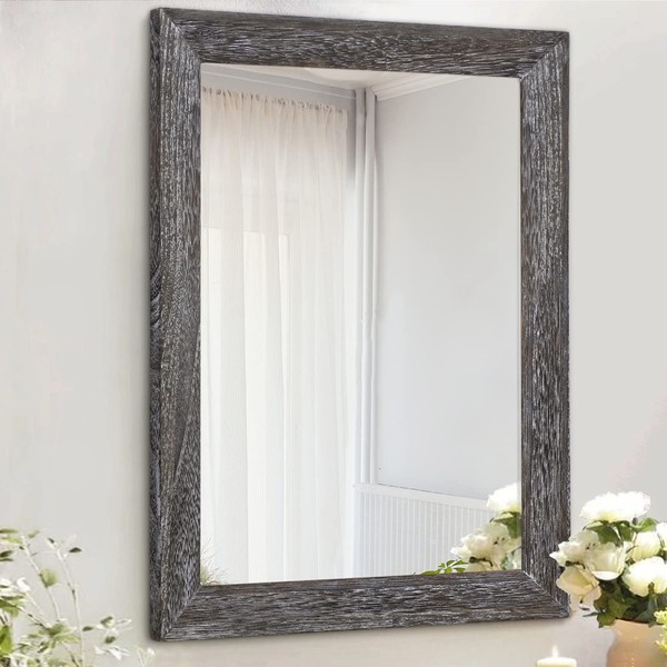 AAZZKANG Wall Mirror with Wood Frame Rectangle Rustic Mirror 20"x16"