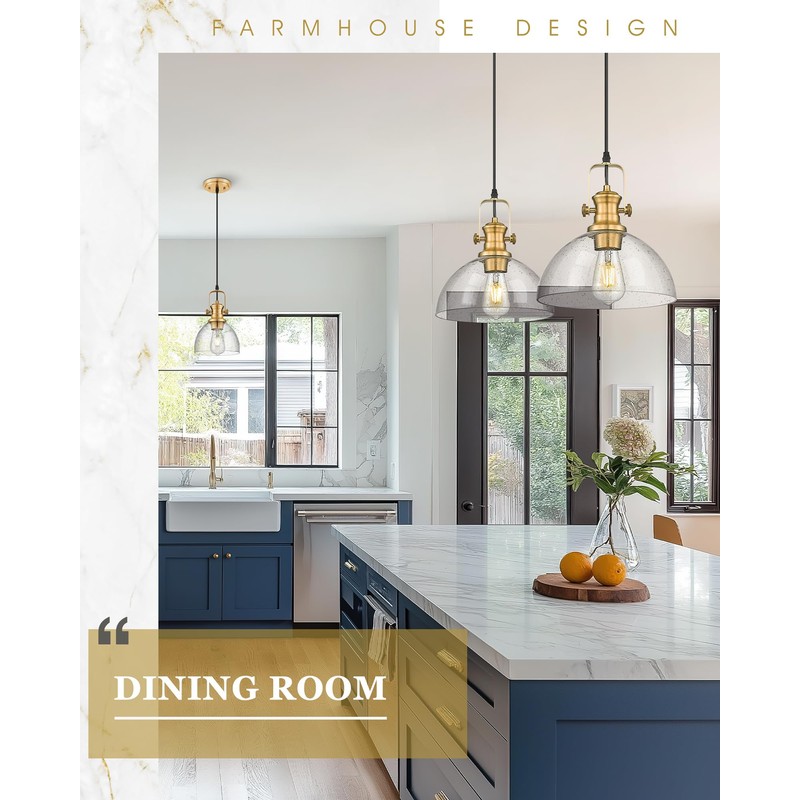 Audickic Pendant Lights Kitchen Island, 7.5" Farmhouse Pendant Lighting with