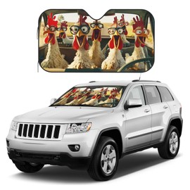 Funny Rooster Car Windshield Sun Shade Chicken Foldable Sunshades Front Sun Visor Window Shades Cover Automotive Interior Protector Blocks Uv Rays 55" L X 30" W